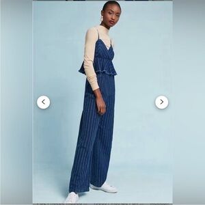 Elegant Blue Striped Jumpsuit